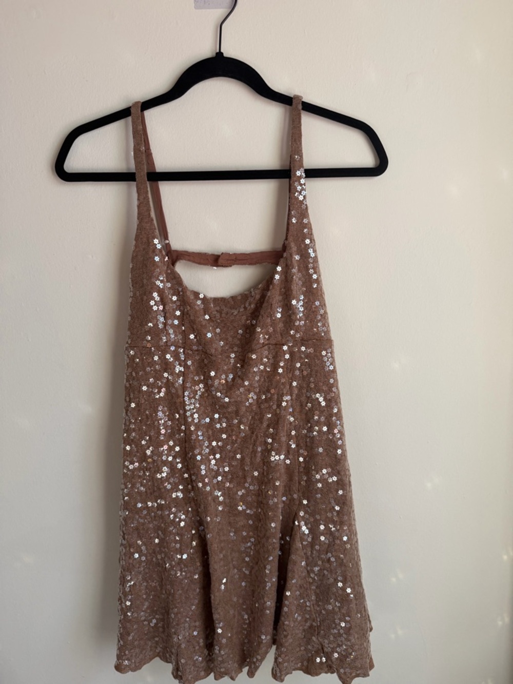 Sparkling Taupe Sequin Mini Dress